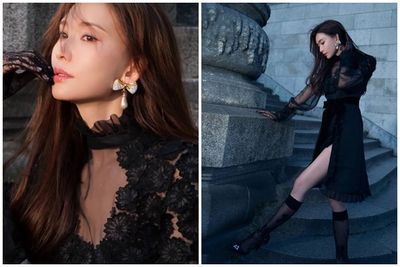 50歲林志玲驚艷巴黎時裝周，黑紗透視裝展現不老女神魅力