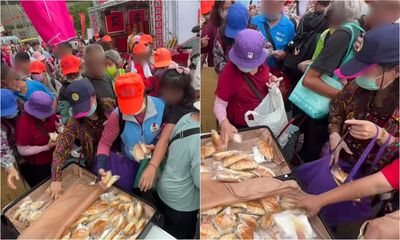 白沙屯媽祖進香驚現「劫緣」亂象！阿公阿嬤搶麵包引發爭議
