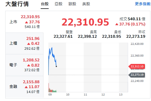 台股開紅》大盤小漲、中小股、金融揚升、台積電乏力