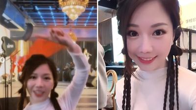 蔡尚樺「胸上全透視」主持春酒!一彎腰...倒出超兇上圍:女團風❤