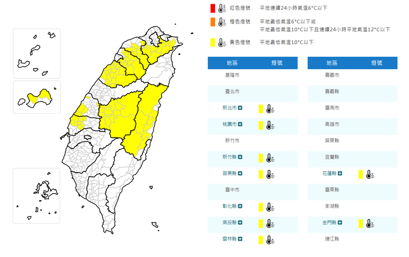 太陽下山越晚越冷！9縣市低溫特報 入夜跌破10度