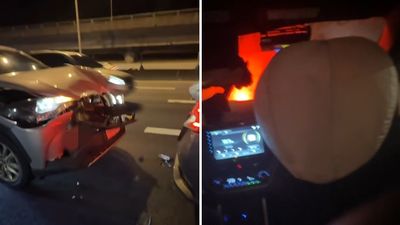 樂天女孩驚出車禍!安全氣囊爆開「車頭全毀」受傷淚訴:人生第一次