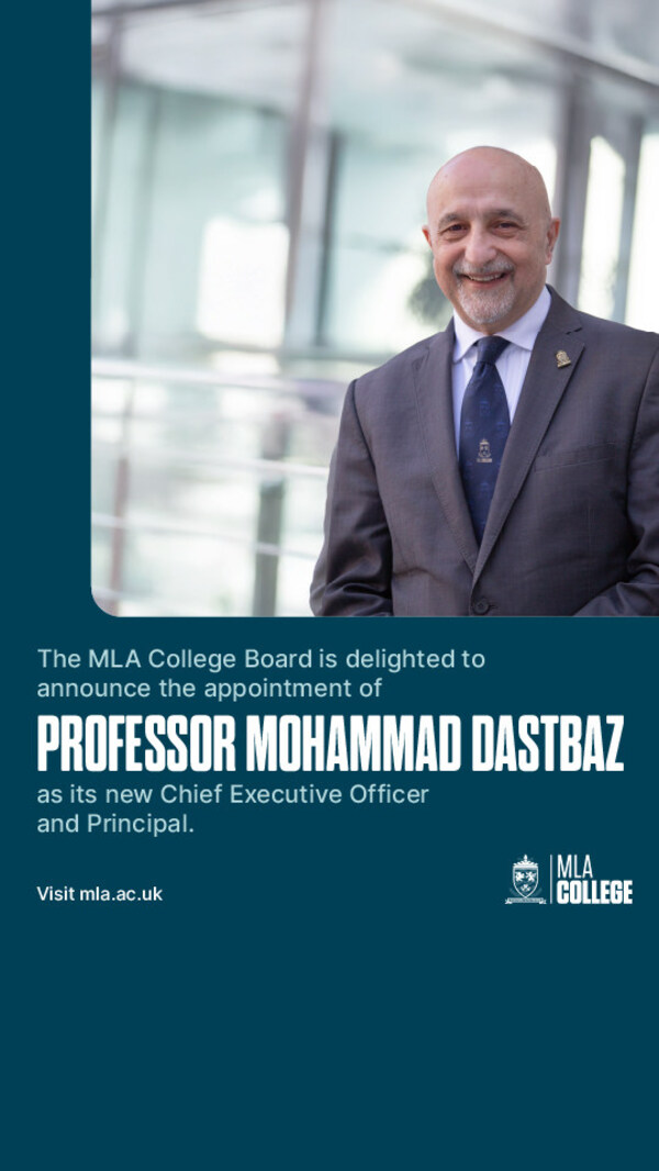 MLA College迎來新領袖：Mohammad Dastbaz教授就任行政總裁，推動學術創新與可持續發展