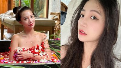 林采緹性感泡澡照曝光！花瓣遮胸美背全露引網友暴動