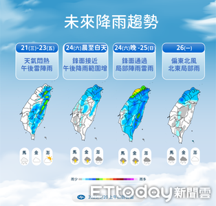 週末鋒面來襲！全台面臨連日大雨洗禮，宜花地區今晚雨勢不斷