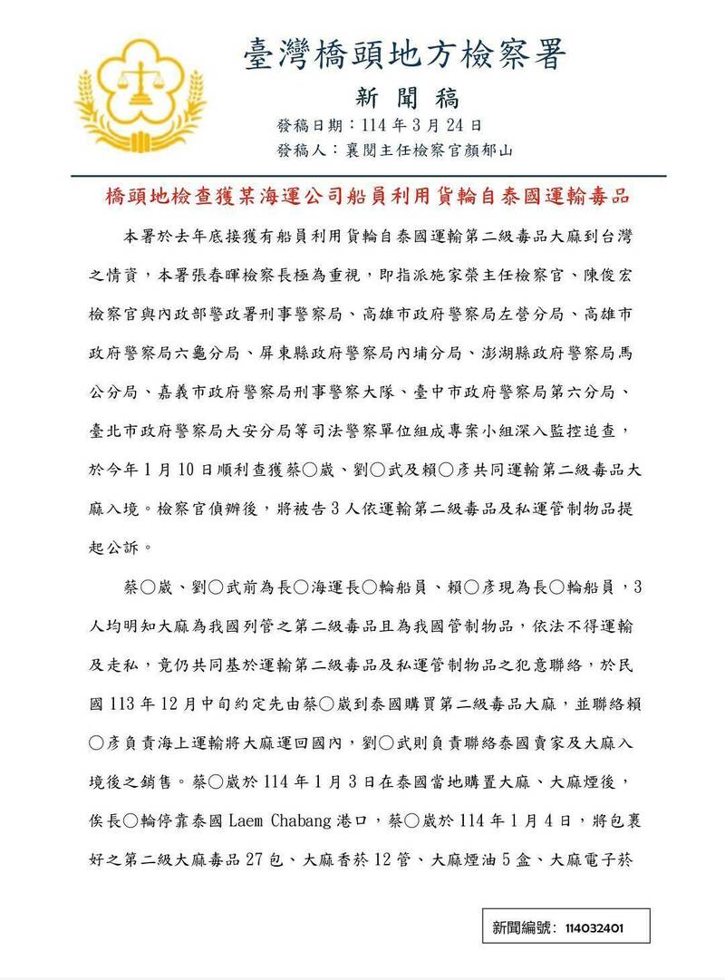 貨櫃輪船員運毒橋檢檢察長指安檢有漏洞 高雄港區各單位說話了