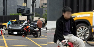 重機撞上2200萬法拉利！騎士呆坐路邊引發網友同情與哀悼