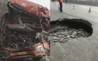 陸國道驚現大洞！貨車駕駛墜落身亡 家屬控訴政府冷漠