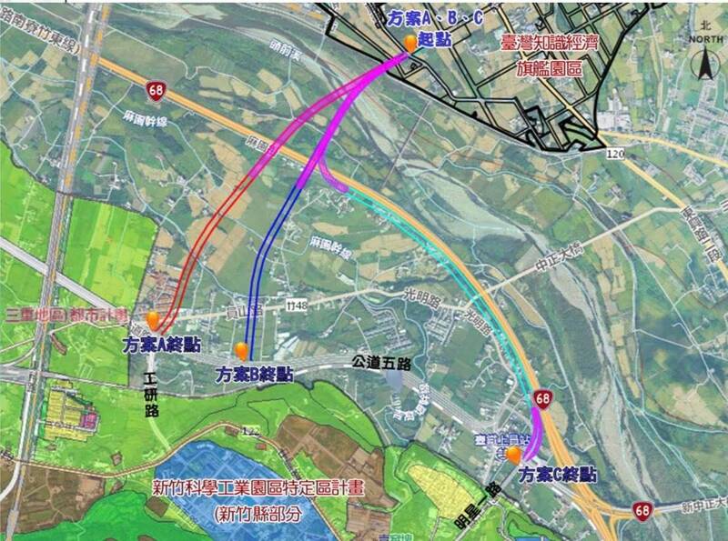 新竹縣政府擬定台知園區與竹科3期連接新路 選定最經濟方案B