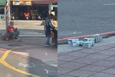 台南男街頭「曬600萬現金」!成堆擺人行道畫面曝光 原因超離譜